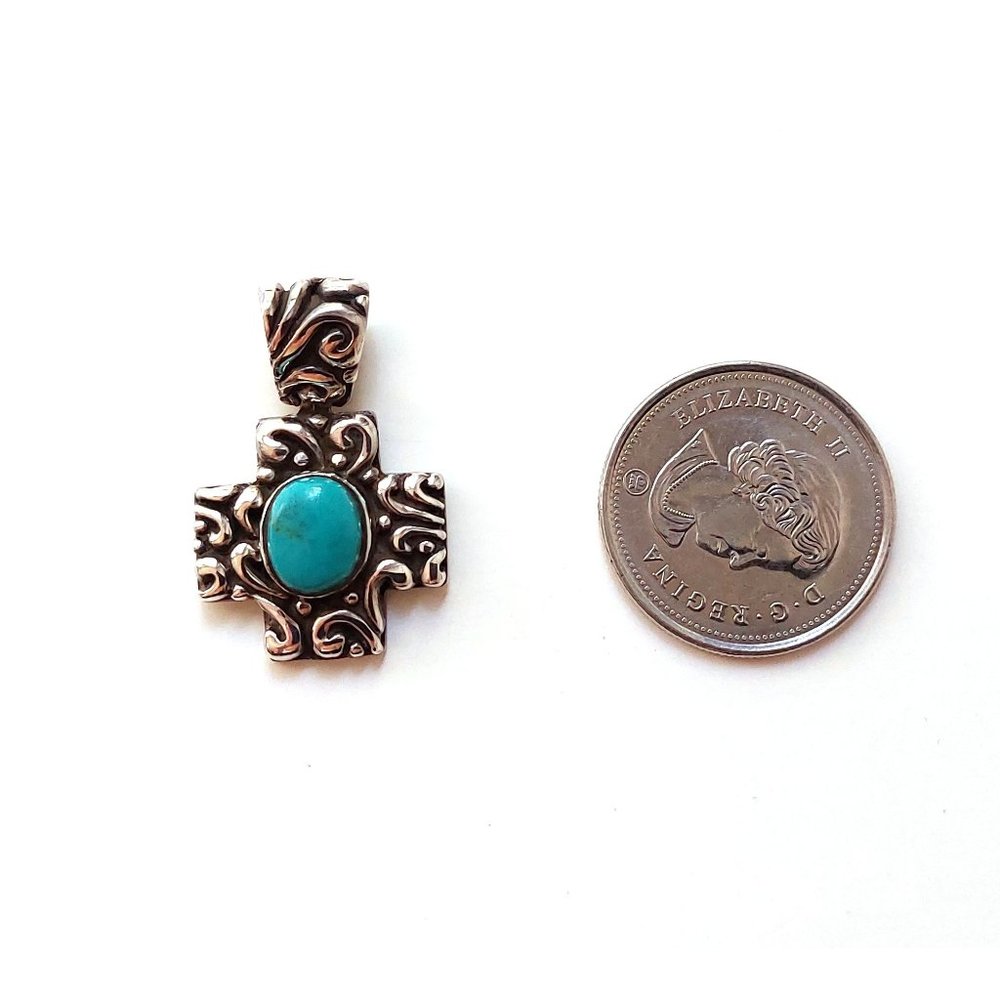 925 Sterling Silver Turquoise Cross Pendant